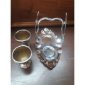 Vintage Plated Egg Coddler On Tray With Spoons