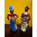 2 x Vintage Handpainted Oriental Figures