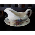 1940`s Royal Swan England Sauce Boat With Drip Tray