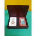 Set Of Two (Sealed) Golf Playing Cards In Wooden Box