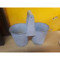 Vintage Twin Tin Buckets With Handle