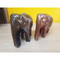 Pair Ceramic Glazed Handpainted Elephants