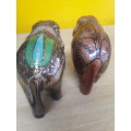 Pair Ceramic Glazed Handpainted Elephants