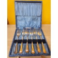 Vintage Boxed Set of 6 Plated Cake Forks Made In England