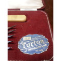 Vintage Turton Sheffield Plated Bone Handle Carvery Set In Original Case