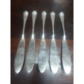 5 x Silverplate Vintage Fish Knives