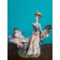 Vintage Handpainted Resin Figure of Lady And Young Girl
