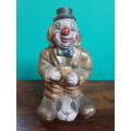 Vintage Clay Handpainted Clown With Ball