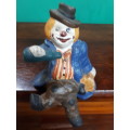 Vintage Clay Handpainted Clown With Bottle