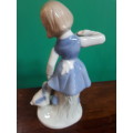 Ceramic Glazed Young Girl With Pup
