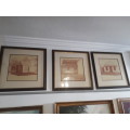 Set of Three Original Vintage Framed Karoo Buildings Photographs