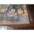 Rinus Muller SA Artist 1941 - 2004 Oil On Board Sleeper Wood Frame - Signed And Dated 2000
