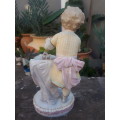 Stunning Vintage Handpainted Ceramic Figure Of Boy And Card Table With Anchor Hallmark