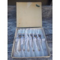Set of 6 Vintage Cake Forks In Original Box Sheffield England