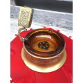 Early 1900`s British Made Brass Cigar Ashtray With Matchbox Holder