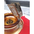 Early 1900`s British Made Brass Cigar Ashtray With Matchbox Holder