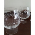 Stunning Set of 5 BMW Branded Crystal Brandy Glasses (Mint Condition)