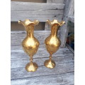 2 x Identical Vintage Brass Vases