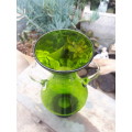 Stunning 1960`s Garlick Stores Emerald Green Glass Vase
