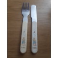 Circa 1990 Peter Rabbit Childrens Knife and Fork