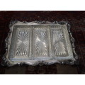 Stunning Vintage Silverplate Tray With Original Glass Inlays