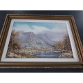Famous SA Artist Henri J Du Randt Oil On Board Misty Mountains