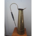 Large Early 1900`s Hammered Brass Pitcher