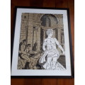 Popular SA Artist Mary Anne Dold `Roman Holiday` Linocut - Signed` Numbered 1993
