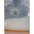 Signed @ Dated Circa 1881 Lithograph `Belfry of Bruges` Framed