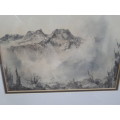 Stunning Original Charcoal Artwork `Walk in the Mist` Signed
