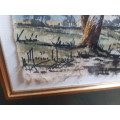 Popular SA Artist Marius Wessels Framed Mixed Media Signed @ dated 97`