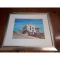 Glass Framed Watercolor by SA Artist `V` `Victoria Hotel` Dated 2012