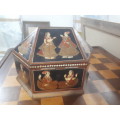 Early 1900`s Turkish Jewellery Box Hand Painted With Velvet Interior