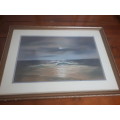 Stunning  `Seascape With Moon` By SA Artist Cecily Kitson Dated 93