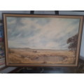 Popular but Elusive SA Artist Joy Hamilton Oil On Board `Country Dam` Signed And Dated 83