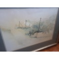 Stunning Framed Watercolor by SA Artist Charlotte Signed & Dated 1986 `Knysna A Side Street`