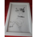 Glass Framed Pencil Art of Jack Russell - Signed