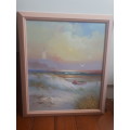 Famous German Artist Karl Neumann 1891 - 1985 Oil On Board `Seascape with Lighthouse` - Signed