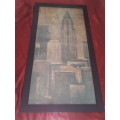 Stunning Glass framed Mixed Media Empire State Building NY