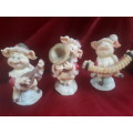 Set of 5 Vintage Ceramic Handpainted Piggy Band Xmas Themed