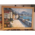 Large Oil on Board by Popular French / Canadian Artist Nicole Caron `French Riviera`