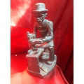 Vintage Highly Detailed Hand carved Stone Figure of An Old African Man