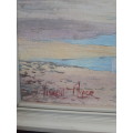 Rare 1986 Oil On Board `Hobie Beach PE` by Popular SA Artist Vincent Olivier (1936 - ) Signed