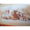 Teddy Bear Parade Glass Framed Embroidery by Dawna Barton 1986