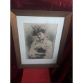 Large Early 1900`s Portrait (Photo) Of a Lady In Original Wooden Frame