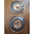 3 x Vintage Copper Plaques `Lion` `Elephant `Giraffe`