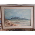 Highly Acclaimed SA Artist Don Benzien Large Oil on Board `Table Mountain` Signed