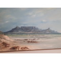 Highly Acclaimed SA Artist Don Benzien Large Oil on Board `Table Mountain` Signed