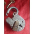 Circa 1942 British 262 Iron Military Padlock (Working With Two Brass Keys)