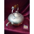 Rare 1940`s J.C.B Birmingham Hammered Brass Kettle With Amber Glass Handle